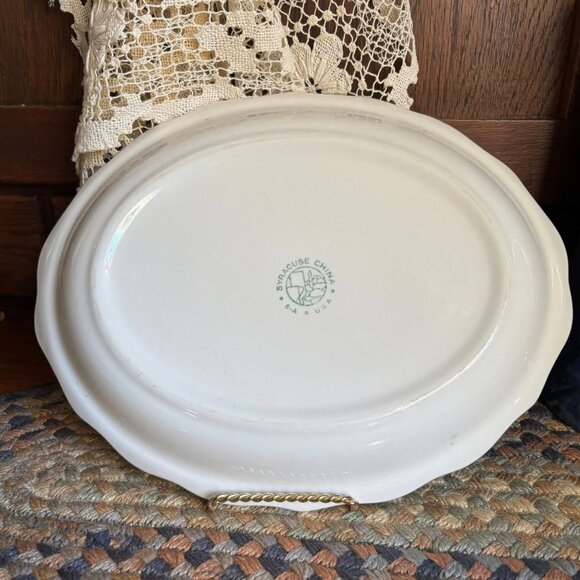 Syracuse China Oval Platter Vintage Greek Revival Motif Scalloped Edge USA Made - Picture 5 of 6
